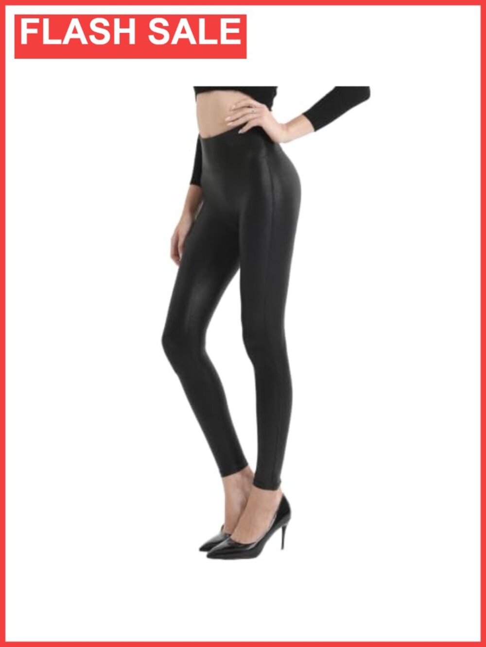 Faux Leather Leggings Women High Rise Tummy Control Skinny Pants Gym Yoga